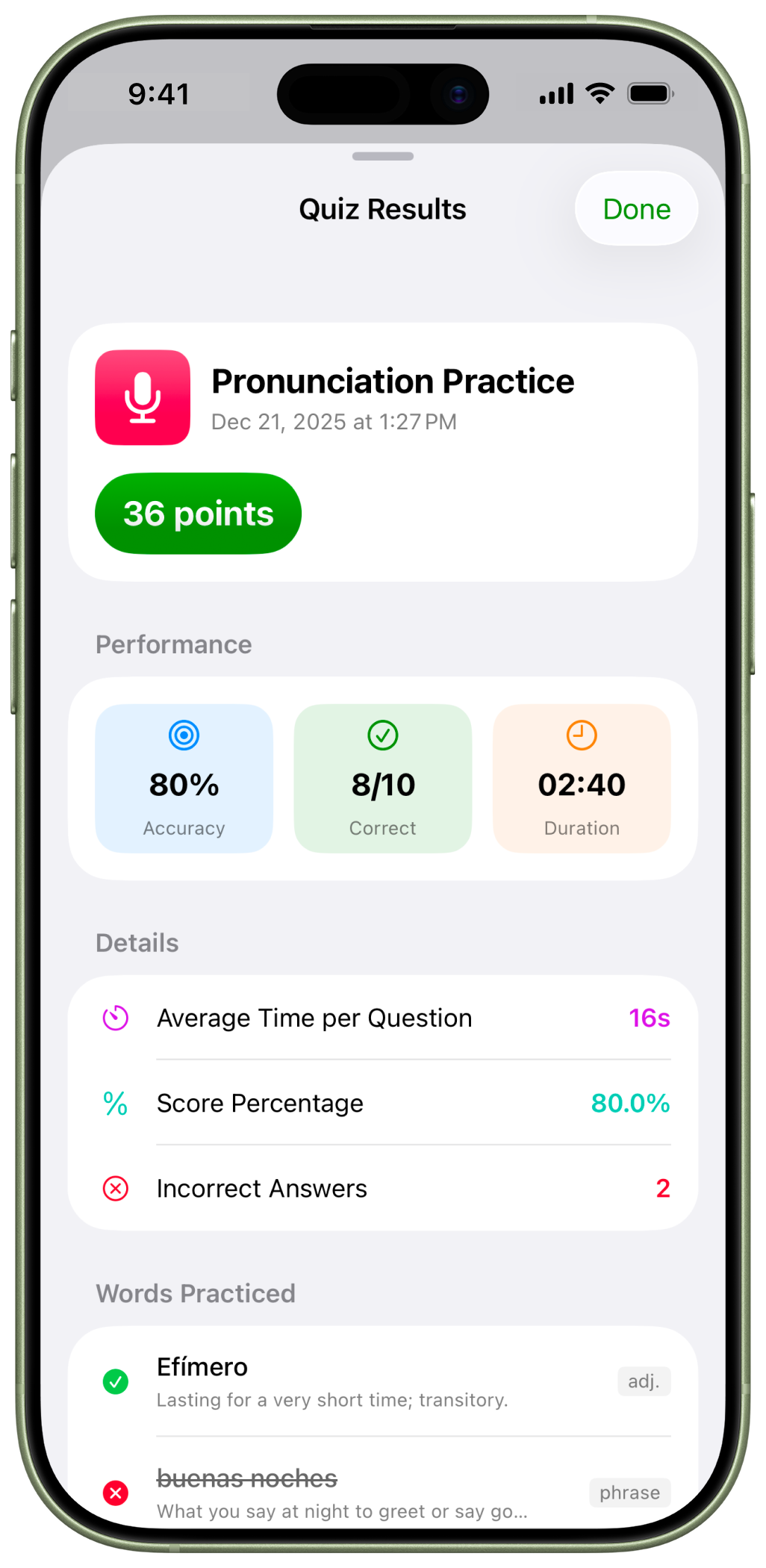 Quiz Stats Are Saved So You Can Review It Later