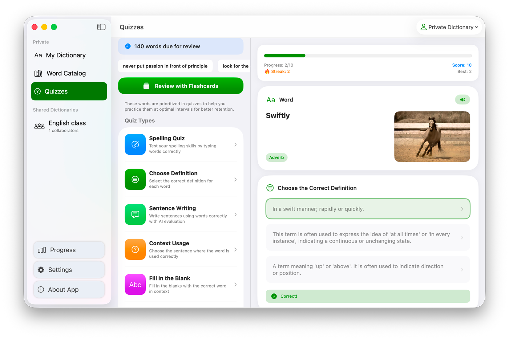 macOS Quiz Interface