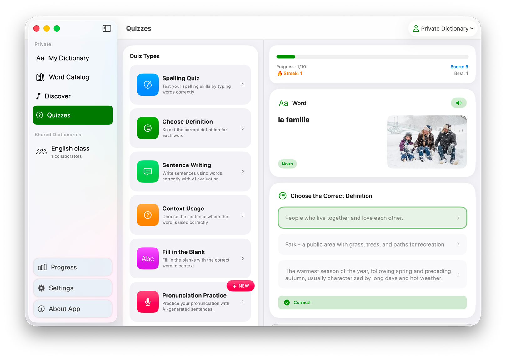 macOS Quiz Interface