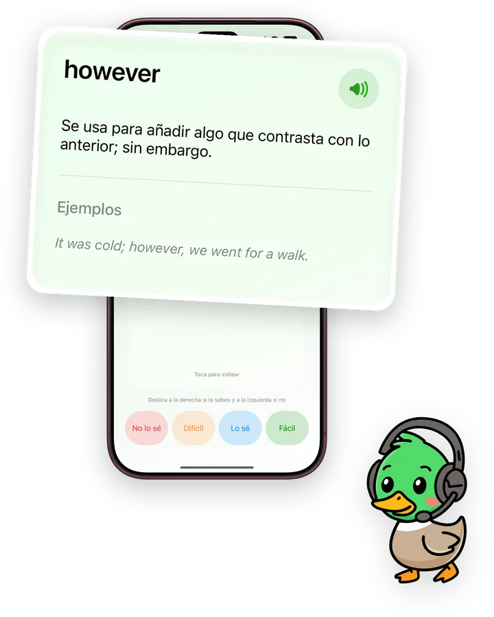 Una flashcard con su definición