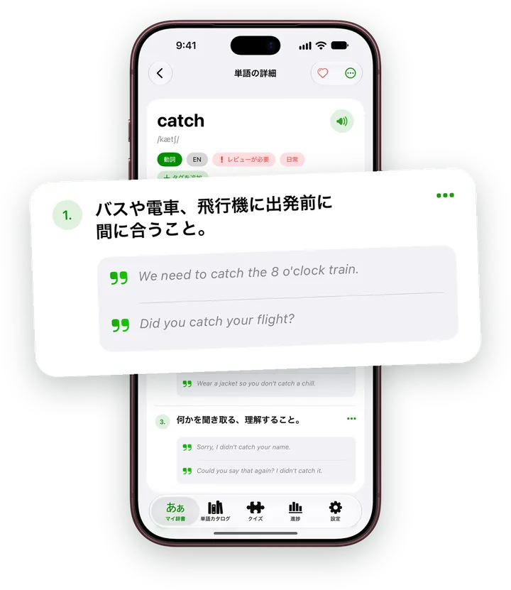 例文つきの単語の意味