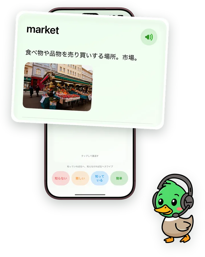 定義が表示されたフラッシュカード